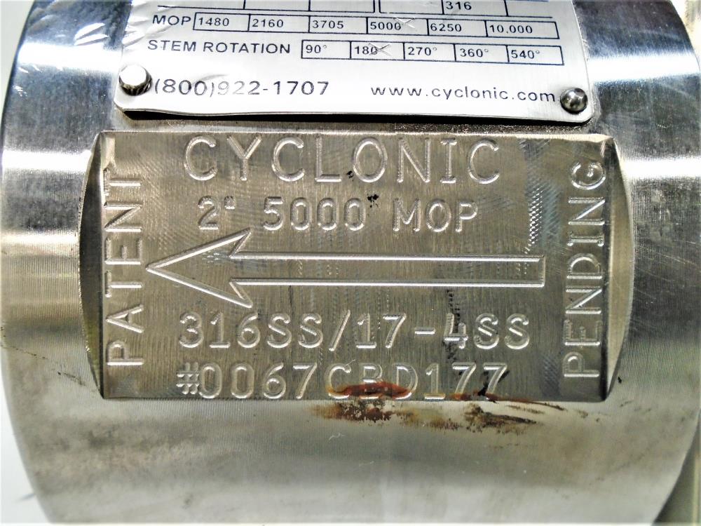 Cyclonic STDC Series 2" Threaded Side Entry Control Valve 316 Stainless 5000 MOP